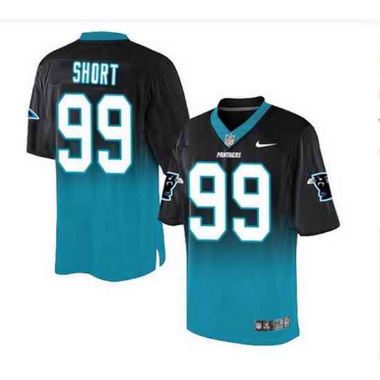 Nike Carolina Panthers #99 Kawann Short BlackBlue Mens Stitched NFL Elite Fadeaway Fashion Jersey